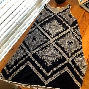 Soma Navy Blue Dress with lace white designs